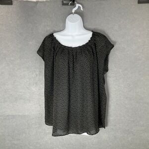 Lauren Conrad Polka Dot Blouse Tie Back Short Sleeve Top XXL Feminine Romantic